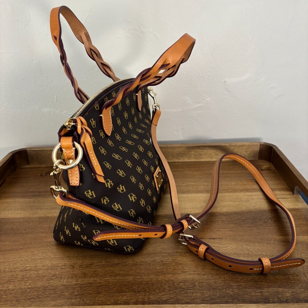 Dooney & Bourke Blakely Brown Signature Logo Small Celeste Satchel - Picture 2 of 11